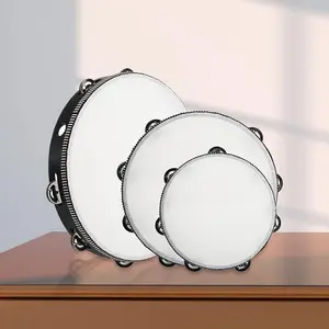 Wooden Handheld Tambourine, 1 Count 10 Inch 8 Inch 6 Inch 4 Inch Tambourine Drum, Percussion Instrument, Musical Instrument for Concert, Party