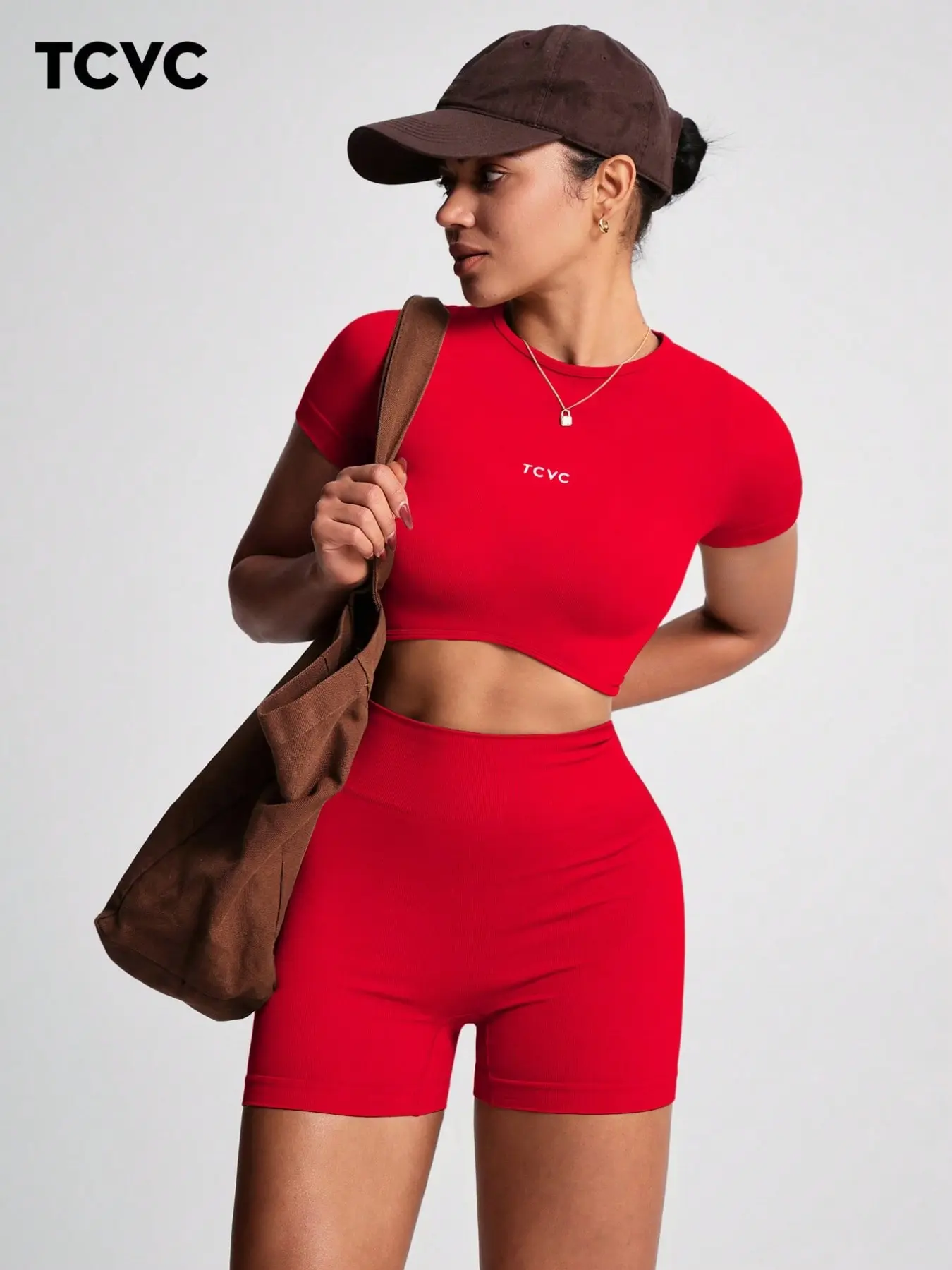 Women's High Elasticity Sporty Short Sleeve Shorts Set, Round Neck Seamless Knit, High Waist Tummy Control, Casual Versatile Yoga Summer Activewear, Sporty Style Clothes