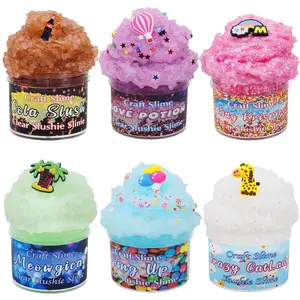 6-in-1 Slime Bubble Kit | 60ml x 6 Jars of Cotton Clay, Modeling Clay, Crystal Clay | Kids' Craft and Stress-Relieving Slime Kit | Creative DIY Modeling Clay Set Gift new fidgets tiktok ,Sensory Bundle Sensory Cuddle Box, Decompression Squeeze,, Unisex