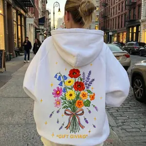 Dandy Oversized Hoodie - Gift Giving Flower Printed Hoodie, Floral Printed Back Sweatshirt, Gift for Her Printed shirt
