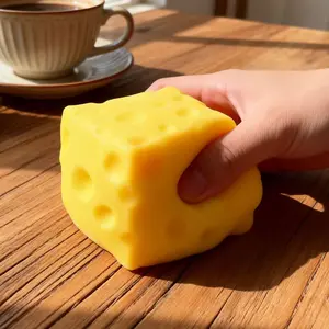 squeezluck squishy squishy cheese block-yellwo,moldable fidget toy with squeeze feature,ldeal for paly and relaxation