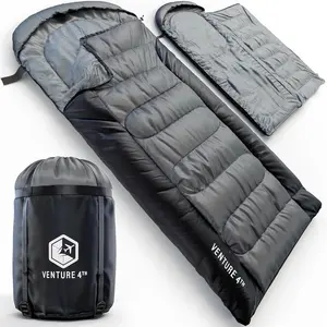 Venture 4th XXL Sleeping Bag for Camping - Lightweight, Water Resistant, Comfortable - Silver/Gray
