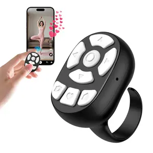 Bluetooth Ring Remote for TikTok, 8-Button Finger Tip Wireless Remote, with Camera Remote Shutter for iPhone & Android (Black)