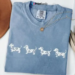 Comfort Colors Dachshund T-shirt, Blue Toile Dachshund Tee, Dog Mom Gift, Dachshund T-shirt, Cute Doxie Tee, Wiener Dog, Dachshund Top - Printfamily