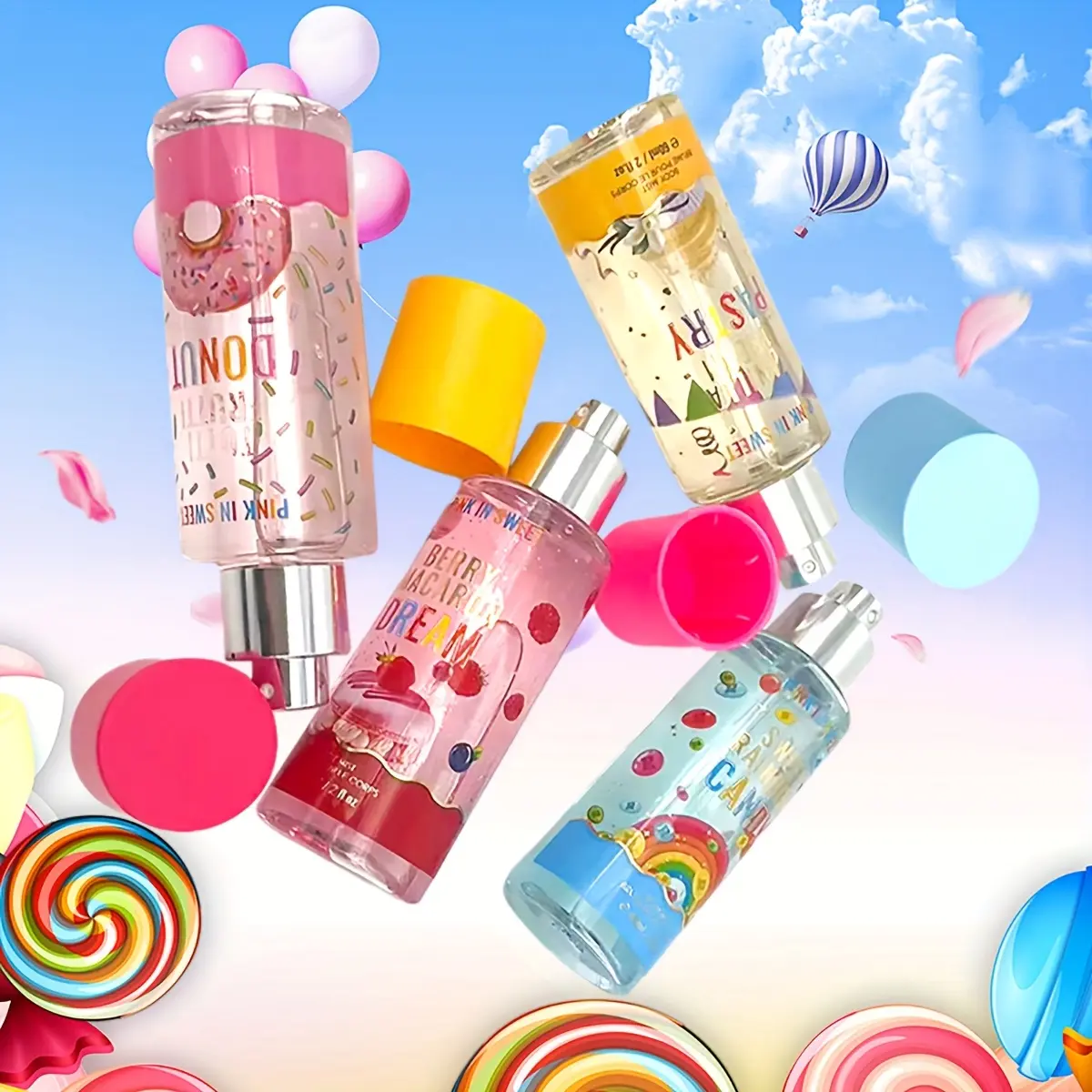 4-piece gift box - Women's Body and Hair Spray 60ml 2fl.oz each piece - Sweet fragrance spray, long-lasting fresh scent, perfume for dates, parties and gifts