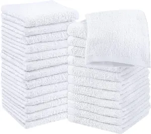 Towels 12 & 24 Pack | Cotton Washcloths Set | 100% Ring Spun Cotton | Premium Quality Flannel Face Cloths | Highly Absorbent and Soft Feel Fingertip Towels, Household Use