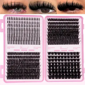 4 Styles DIY Eyelash Clusters, Spikes/30D/40D/60D/80D/100D/120D/Mega Thick 200D, Baddie Look, Volume Lash Book, Mixed-Length Individual False Eyelash, 9-16mm, Soft & Lightweight Lash Clusters, Easy DIY Salon Look at Home Long-Lasting Glam for Beginners