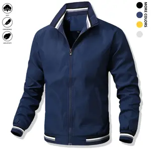 Men's Lightweight Pilot Jacket - Full Zip Windbreaker with Side Panels & Deep Pockets - Golf, Casual, Travel Use - Fashionable Colorblock Design - Durable Zipper Closure