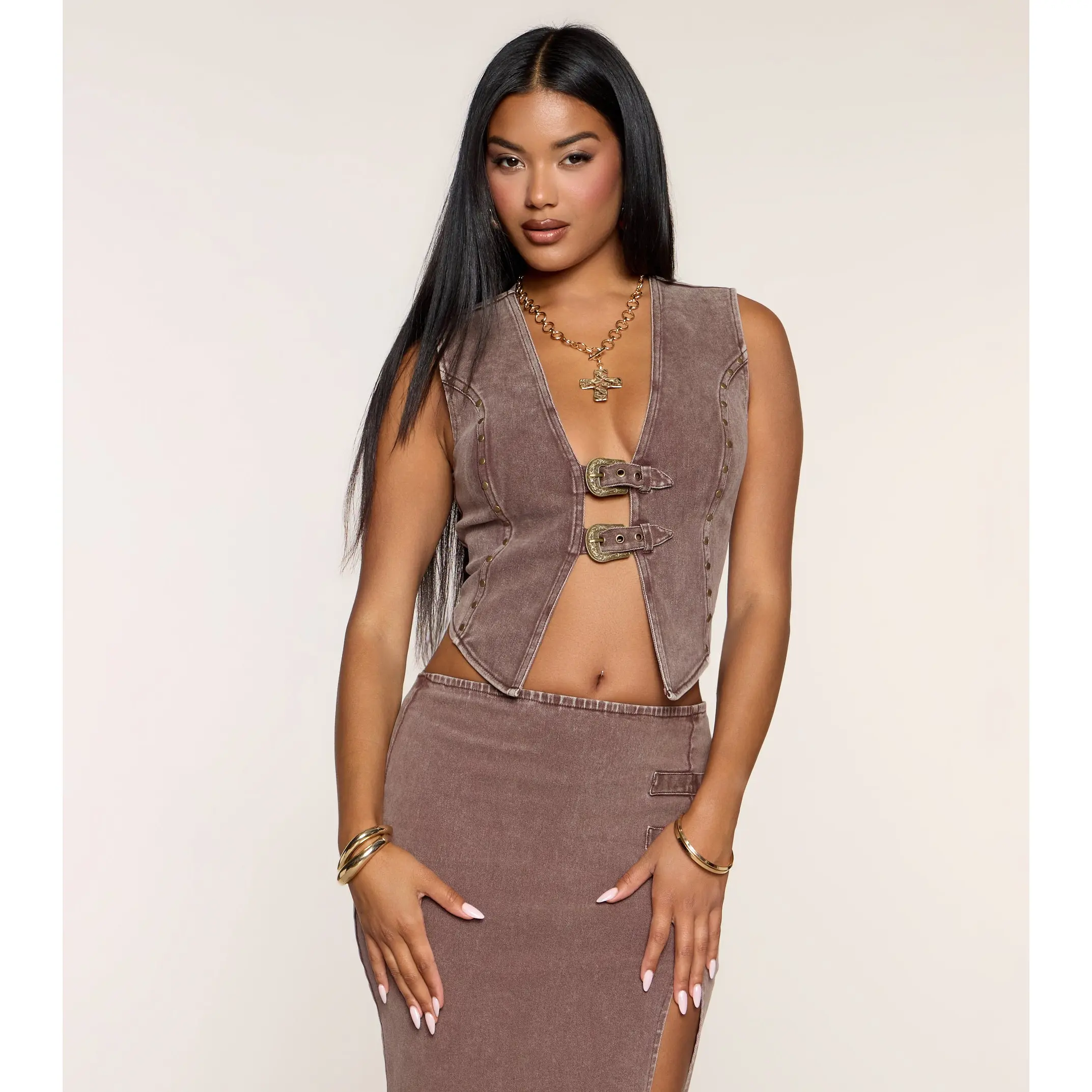 Western Ways Studded Denim Vest