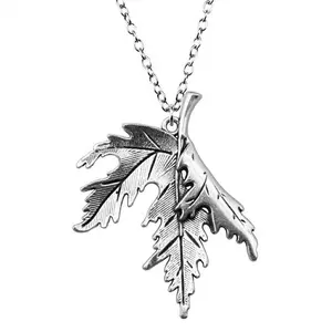 Vintage Maple Leaf Texture Bronze Large Leaf Plant Clavicle Chain Necklace, Fashion Jewelry Accessory, Artificial Gemstone Pendant Necklace, Vintage Necklace