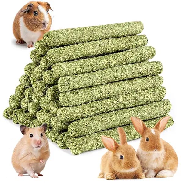 45-Stick Value Natural Fiber Timothy Hay Chew Sticks - Baked Twice, Additive-Free, Low-Protein, Rich in Dietary Fiber, Gut Health-Maintaining Small Animal Chew Toys for Rabbits & Co. - Meets Grinding Needs