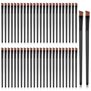 50 Pieces Angled Eyebrow Brushes Eyebrow Tint Brush Flat Tapered Eyebrow Concealer Brush Eye Shadow Applicator Sticks Disposable Eye Makeup Brushes
