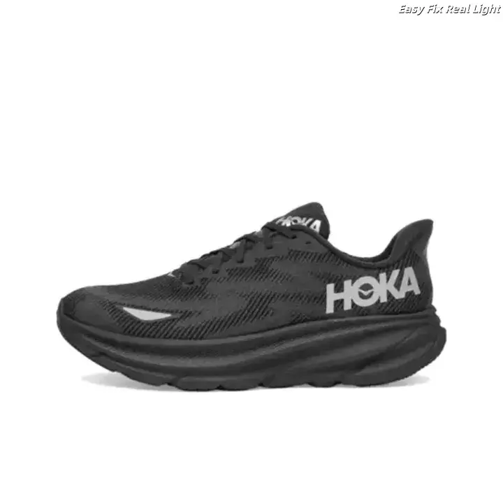 Brand New Original Box Unisex All Black Mesh Running Shoes Ultra Thick Wave Foam Cushion Non Slip Breathable Walking Gym Athletic Sneakers US Sizes 5-12