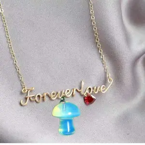 LPQ Non-Natural Crystal Handmade Custom Name Necklace Gifts for Women Teen Girls (Gold Color) Natural Opal Cailin Pendant