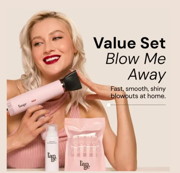 L'ANGE HAIR - Blow Me Away Value Set - Le Styliste Luxury Salon Lightweight Hair Dryer (Batteryless, Frizz-Free, Smooth, Silky Straight Results) + Glass Thermal Blowout Primer, Blowout Hair