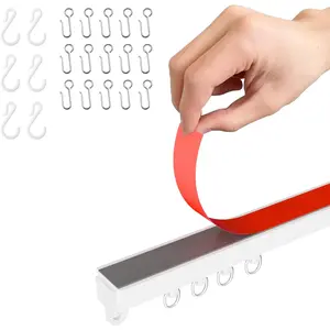 Adhesive Ceiling Curtain Track, Paste Type No Need to Drill, Suitable for Smooth Ceiling or Wall, Closets, Door and Window Frames, Meet Multi-Scenario Multi-Functional Needs-1.66M/5.45FT
