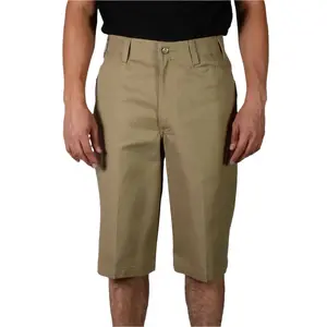 Ben Davis Men's Plain Cotton Fabric Casual Shorts - Khaki, Button-Zip Closure, Multiple Pockets, Chic Menswear Style