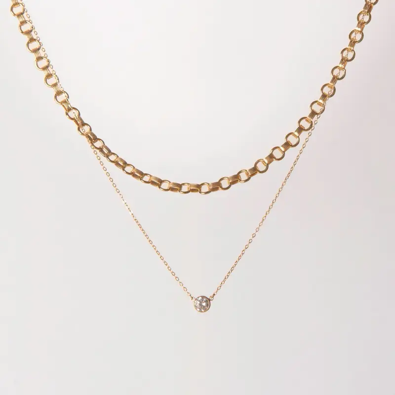 The Everyday Set | Belcher Chain + Solitaire Necklace | Timeless Luxury Jewelry