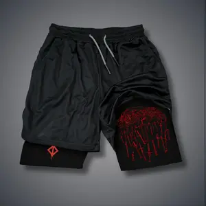 Berserk Anime Double-Layer Sports Shorts Graphic Shorts Black Shorts Camo Shorts Streetwear Shorts Men Outfits Men Short Shorts Vacation Outfits Shorts