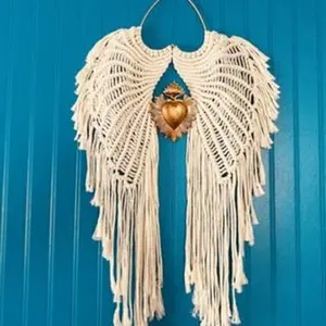 Macrame Angel Wings Wall Hanging, Woven Angelic Tapestry, Room Decoration Cotton Boho home decor Gift Light Lightweight Plant
