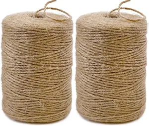 2Pack 2mm Natural Jute Twine String 1600 Feet Long Twine String for Crafting Gardening Gift Wrapping Macrame DIY Home Decor (Brown-800Feet/Roll)