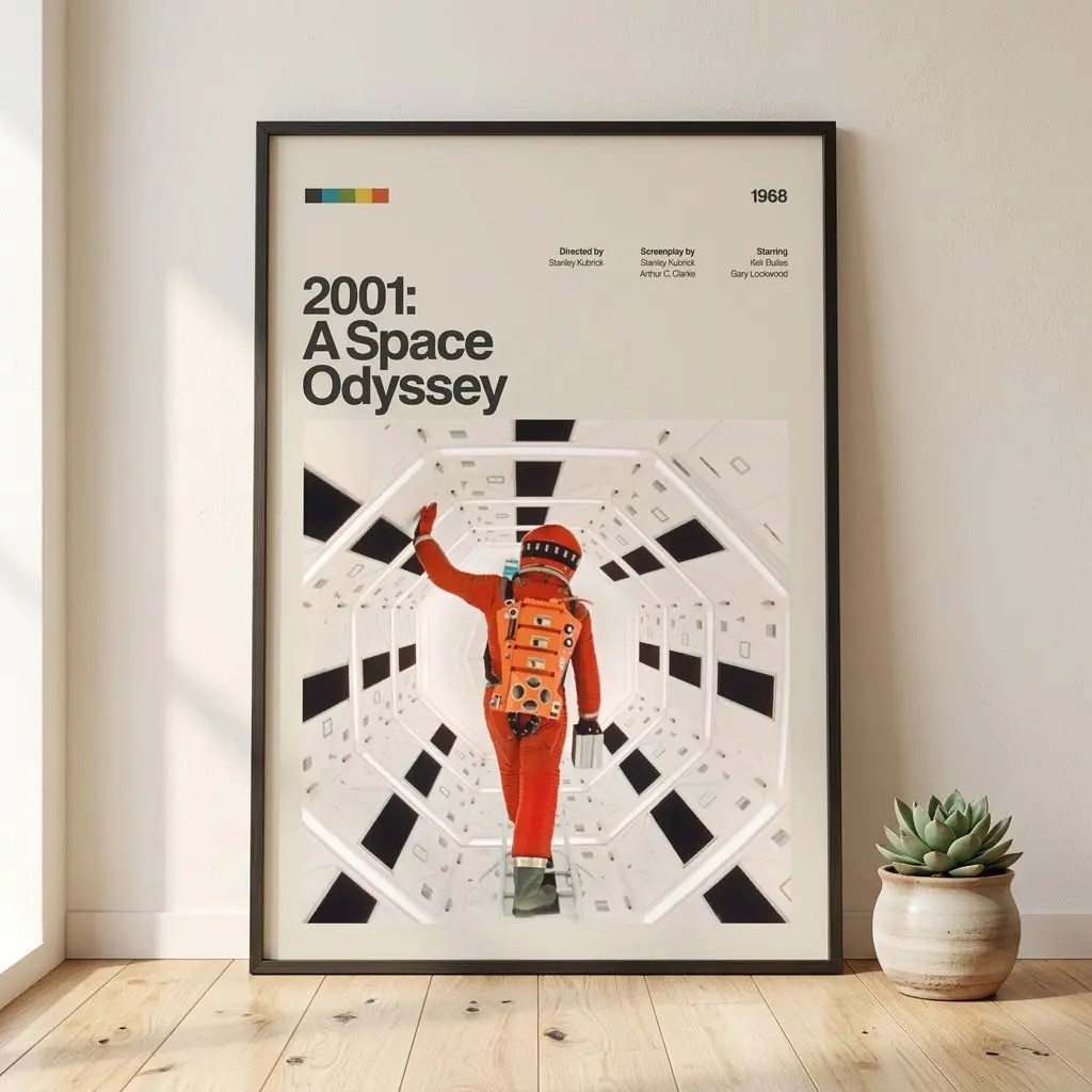 2001: A Space Odyssey 1968 Poster, Minimalist Sci Fi Movie Wall Art Print, Classic Cinema Decor, Space Film Poster, No Frame