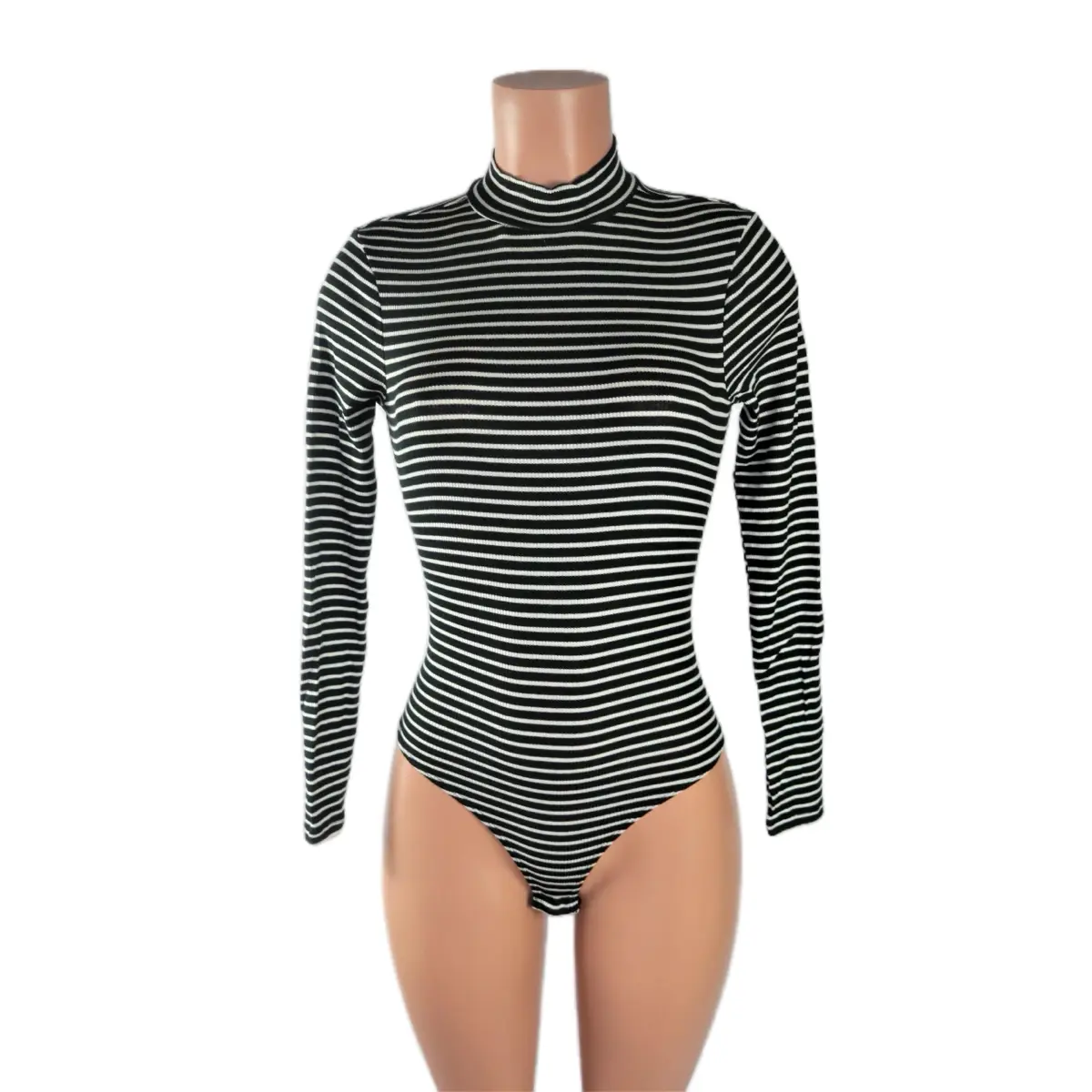 Gloria Stripe bodySuit - Final Sale crew neck chic Long Sleeve Ribbed Comfort Cotton