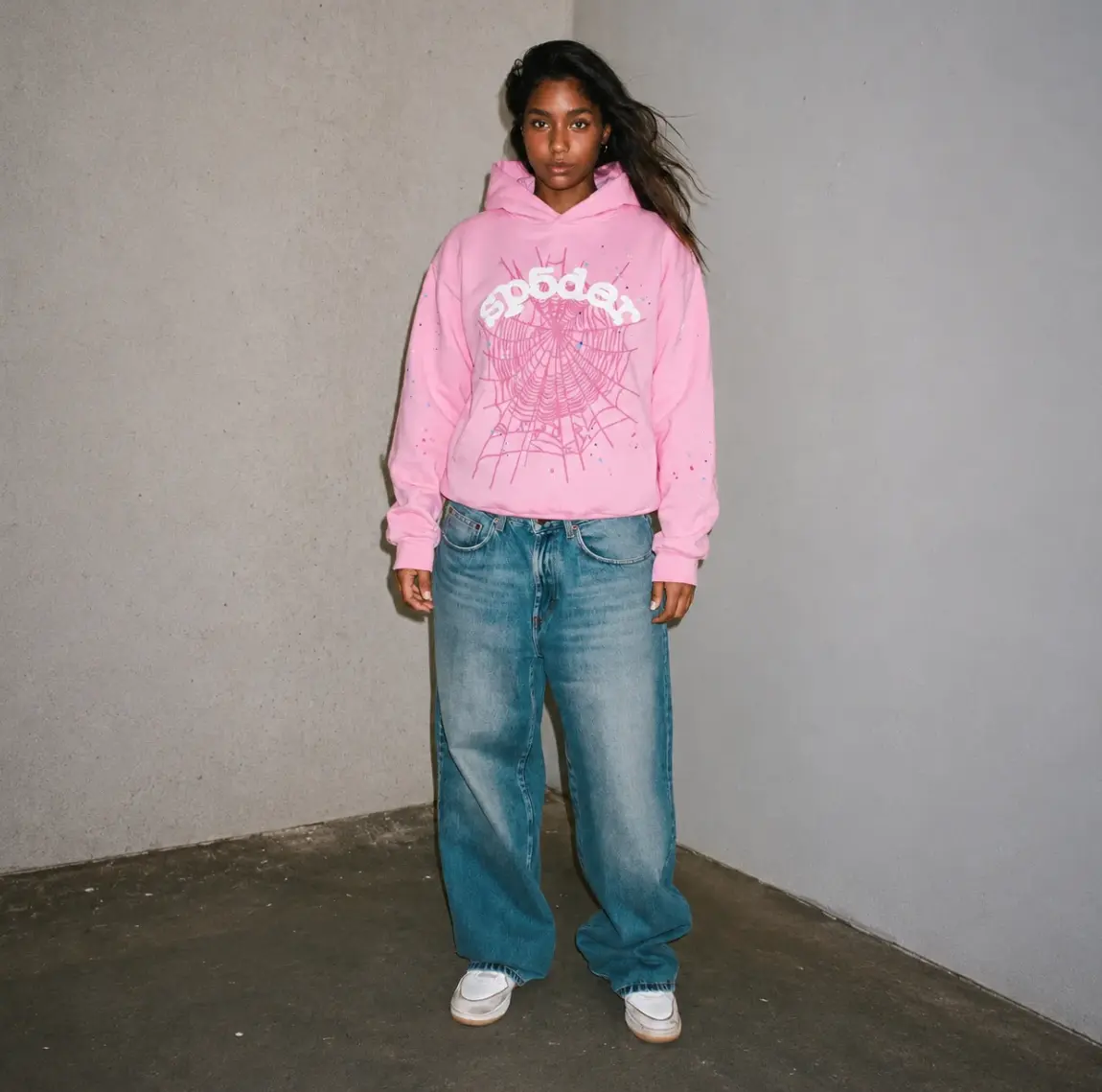 Pink Spider Graphic Hoodie, Y2K Hip Hop Sweatshirt, Oversized Streetwear Pullover for Men & Women
