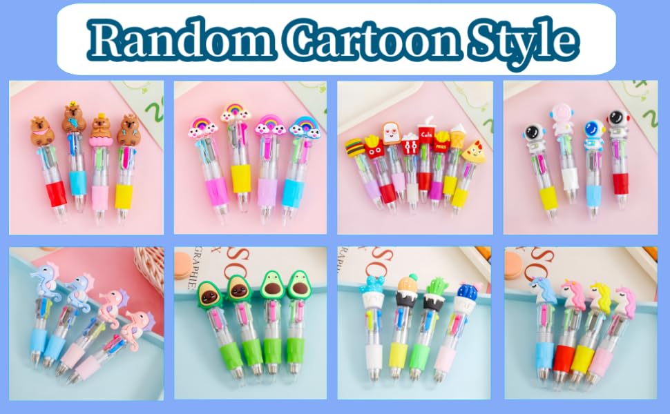 Random 16/26Pcs Mini Multicolor Pens in One 4-in-1 Cute Pens Bulk for Kids,Smooth Writing,Premium Quality Stationery Fun Kawaii Ballpoint Pen for Birthdays and Children's Party Favors Gifts,Teacher School Supplies Student Gift Easter Basket Stuffers