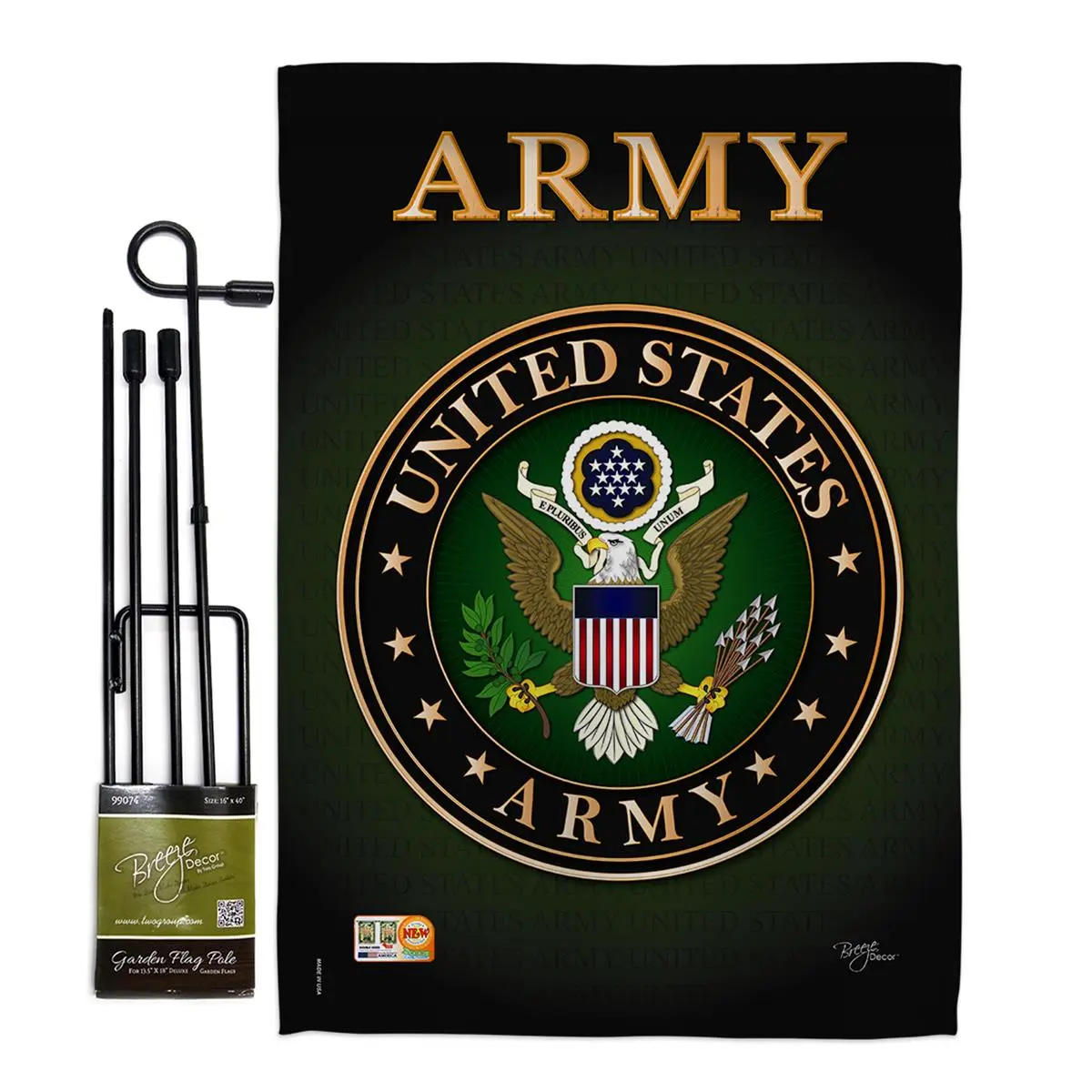 212 MAIN 13x18.5 in. Vertical Double-Sided Army Americana Military Impressions Garden Flag Set - Banner Pole Sleeve, 3-Layer Weather-Resistant Blockout Material, Soft Readable Both Sides, Outdoor Display Garden Decorations