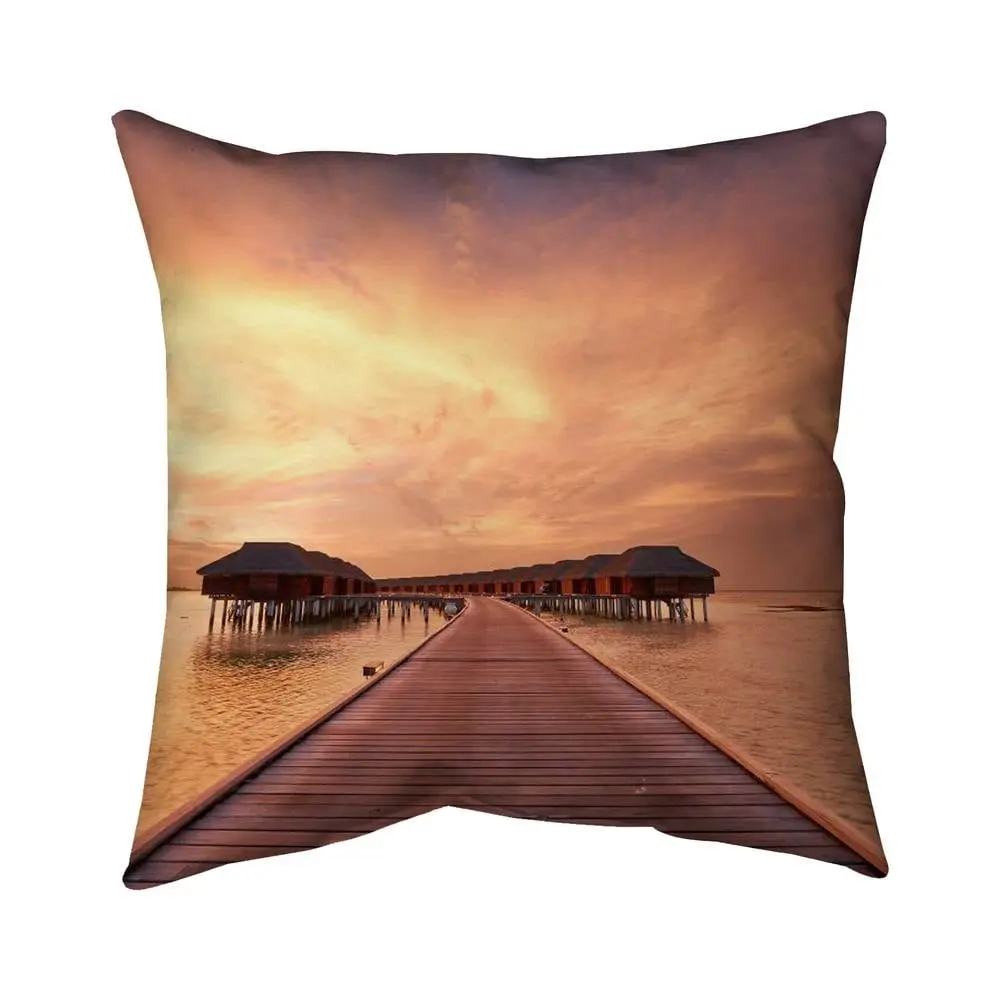 Begin Home Decor 5542-1818-PH14 18x18 in. Sea Villas Coral Exotic Outdoor Throw Pillow, Patterned Accent Pillow for Outdoor Pads & Cushions, Patterned Accent Pillows Outdoor Pads & Cushions
