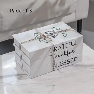 Pack of 3 Decorative Faux Book Set with Rope, Foldable Stackable Design, Home Decor for Living Room, Coffee Table & Office, Ideal Holiday Gift