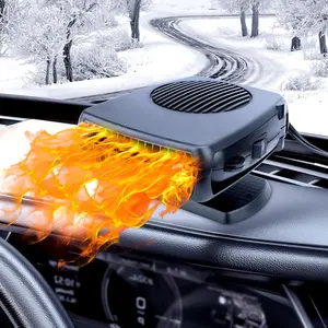 12V 200W Portable Car Heater Fast Heating & Cooling Fan Windshield Defogger Defroster with Cigarette Lighter Plug Black