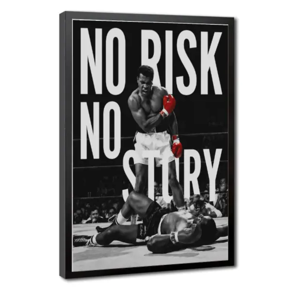 Boxing Wall Art Poster, No Risk No Story Motivational Print, Vintage Fighter Artwork, Gym Decor, Sports Wall Hanging for Home Office Man Cave, Inspirational Gift for Boxing Fans