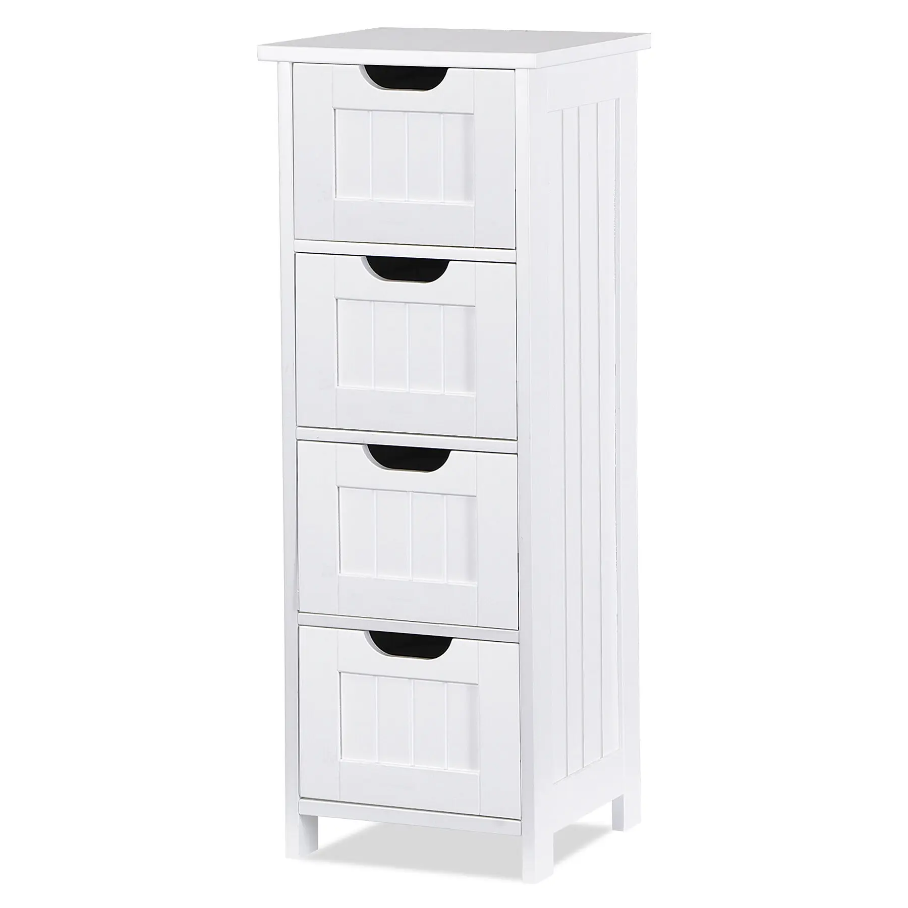 Segawe 4-Drawer Slim Bathroom Storage Cabinet - Narrow Freestanding Furniture, Water-Resistant P2 MDF Wood Tower, Bathroom Decor Organizer for Small Spaces Beside Toilet, Bath Storage Solutions