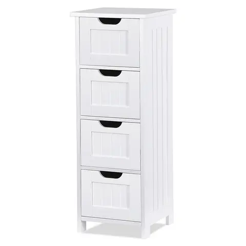 Segawe 4-Drawer Slim Bathroom Storage Cabinet - Narrow Freestanding Furniture, Water-Resistant P2 MDF Wood Tower, Bathroom Decor Organizer for Small Spaces Beside Toilet, Bath Storage Solutions