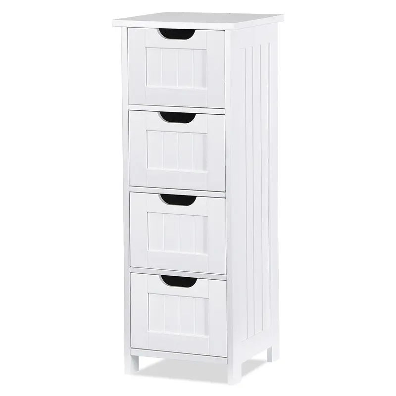 Segawe 4-Drawer Slim Bathroom Storage Cabinet - Narrow Freestanding Furniture, Water-Resistant P2 MDF Wood Tower, Bathroom Decor Organizer for Small Spaces Beside Toilet, Bath Storage Solutions