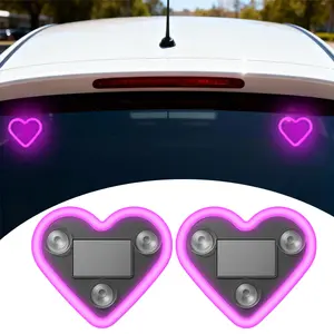 Solar Powered Wireless LED Triangle Heart Shape C-Pillar Neon Light Eco-Friendly Modern Stylish Look for Car Interior Decor Gifts for Men Women New Year