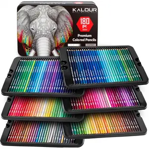 180 Colored Pencil Set for Adults Artists - Rich Pigment Soft Core -12 Metallic Pencil - Ideal for Coloring Drawing Sketching Shading Blending - Vibrant Color,Tin Case, Art Supplies