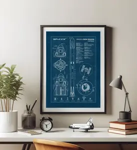 Spacex Crew Dragon Capsule, Blueprint, Spacex Poster, Falcon Rocket, Space Theme Print, NASA, Space Rocket, ISS, Spacex Gift, Astronomy Gift, Home Decor