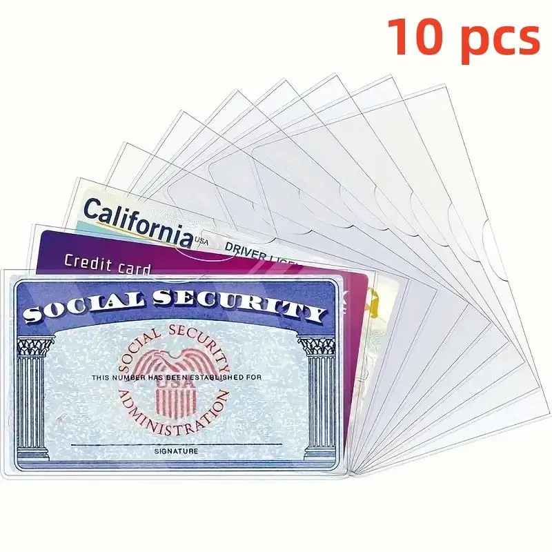 10 Transparent PVC Medicare Card Protectors, 12mm Thick, Waterproof Soft Scratch-Resistant Design, Easy Insert for Wallet Storage, Office Stationery Supplies