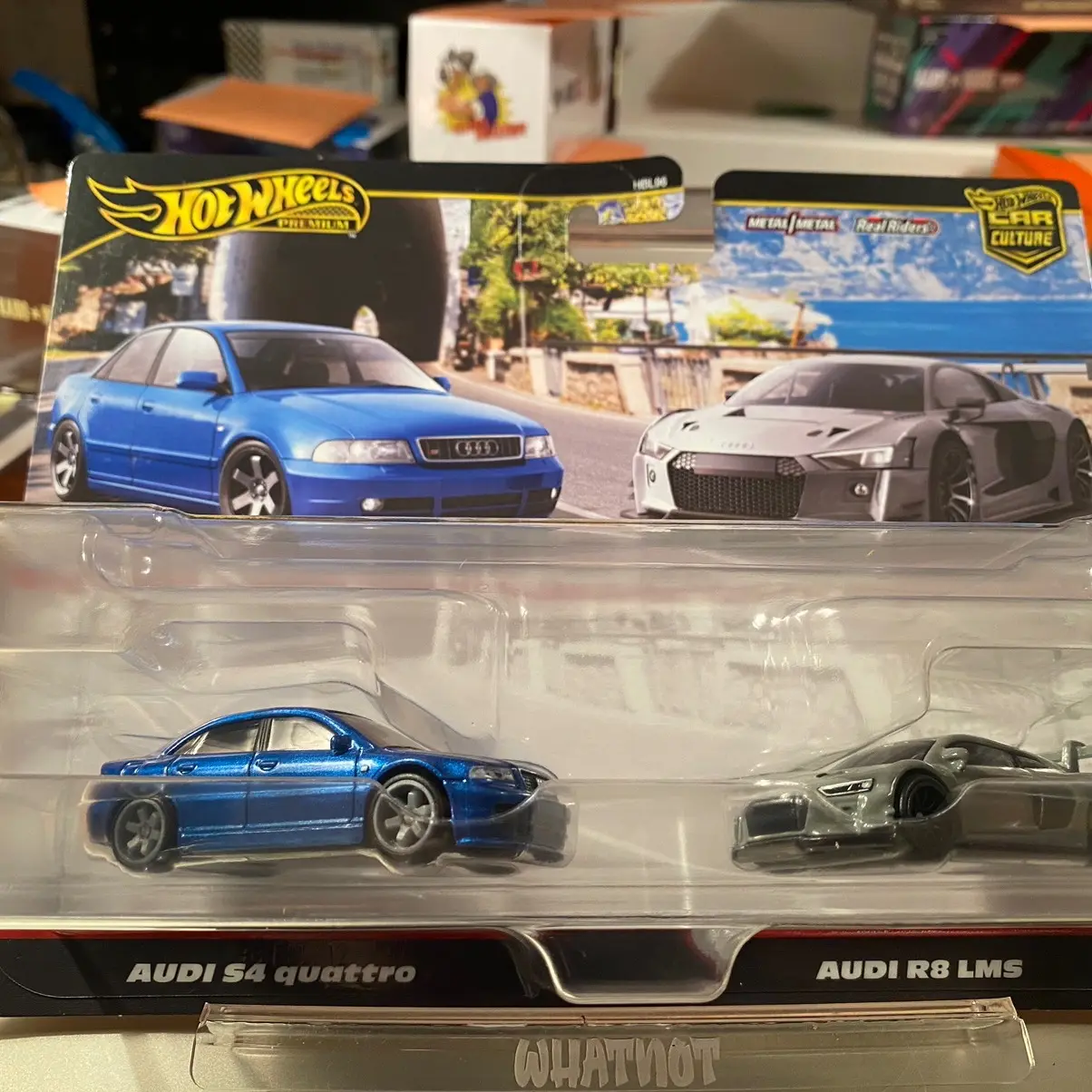 Hot Wheels Premium Audi 2 Pack - Audi 4 Quattro & Audi 8 LMS Models with Clear Case Packaging