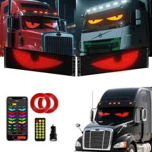 Large Size Windshield Eyes-Devil Eye Light, 5V USB Animated LED Eyes with with Dual Bluetooth App & Remote Control - Programmable LED Sign for Semi Trucks/SUVs