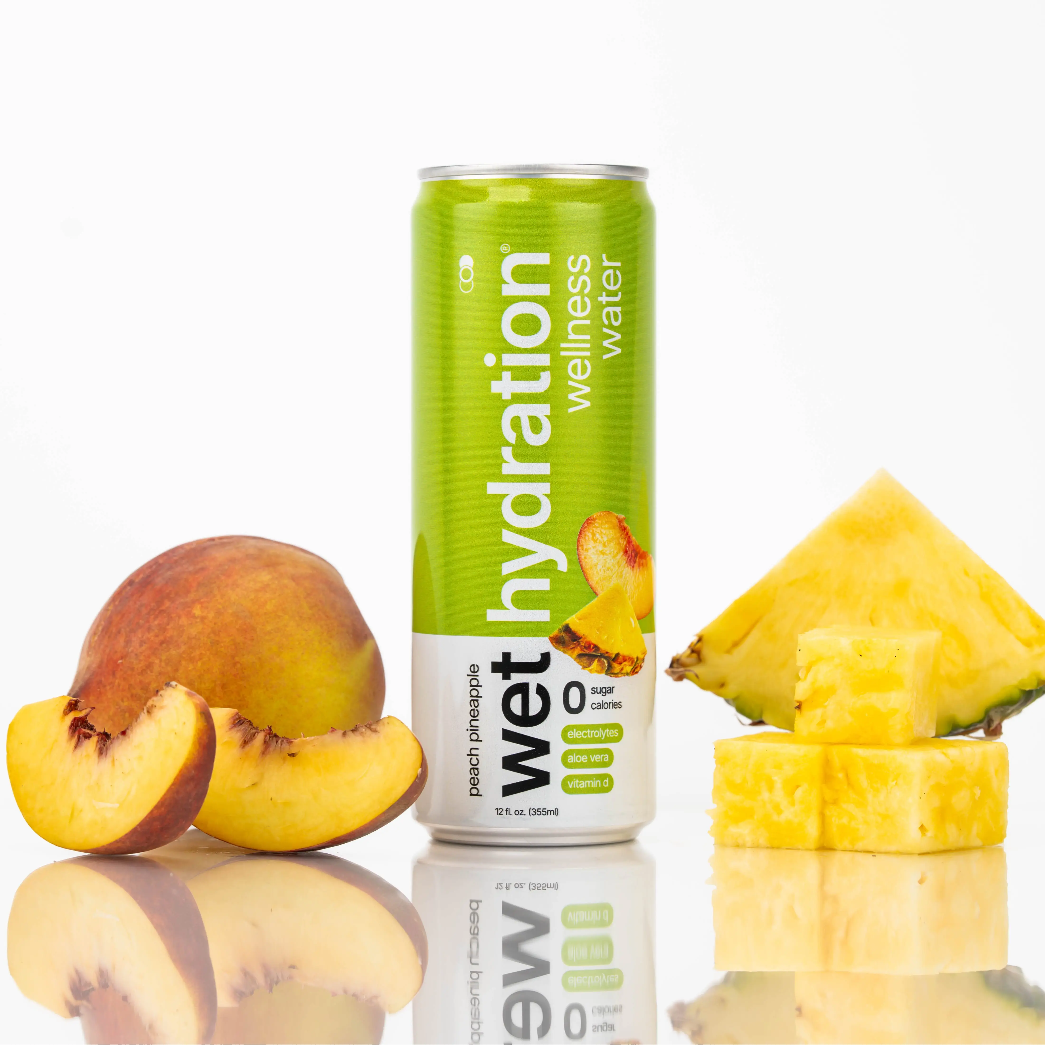 Wet Hydration Peach Pineapple 12-Pack Electrolyte Infused Wellness Water with Aloe Vera & Vitamin D - Sugar-Free, Functional Hydration Drink Beverage Energy Sport Sweet