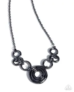 Chic Concert - Black Gunmetal Circle Short Necklace - Paparazzi