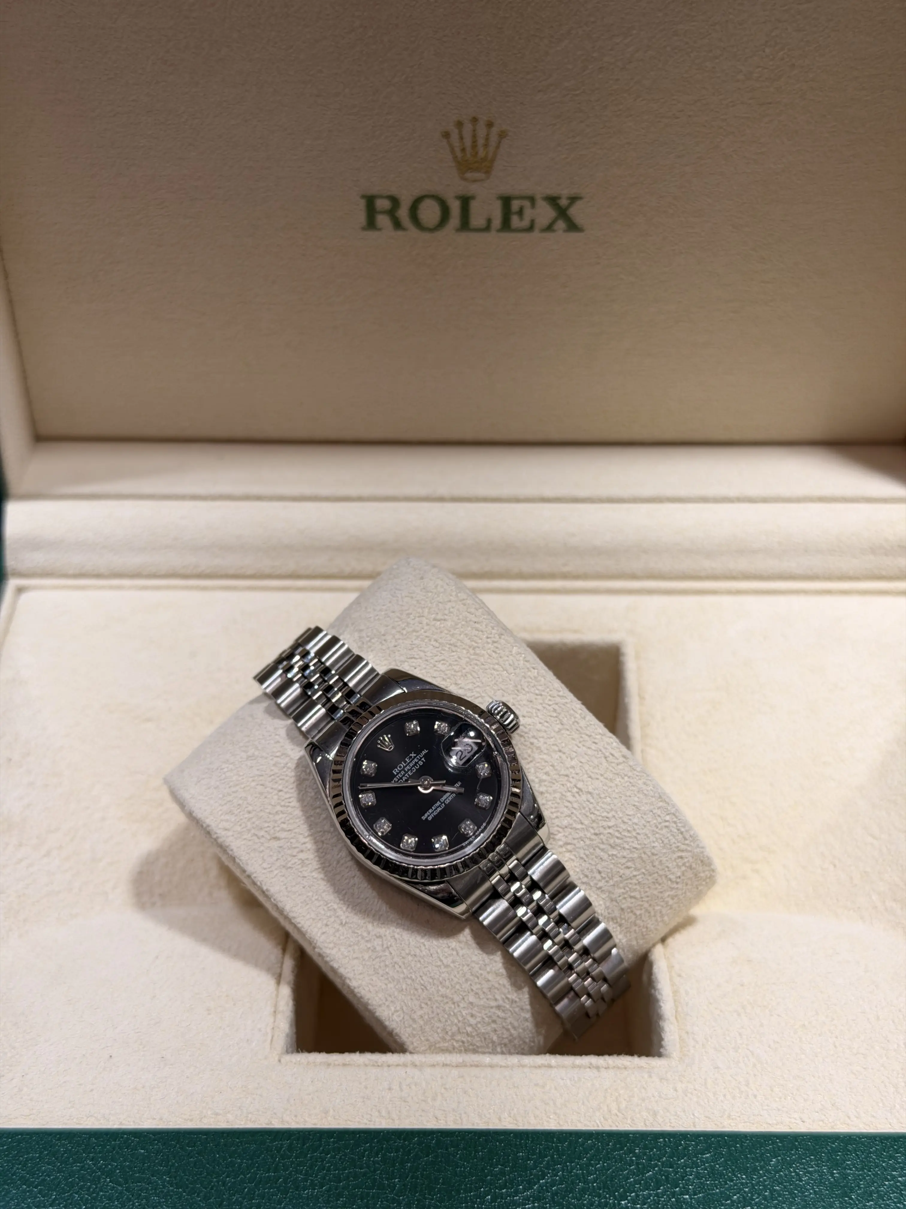 Rolex Datejust 26 mm Black Diamond Dial Jubilee Bracelet Stainless Steel Watch