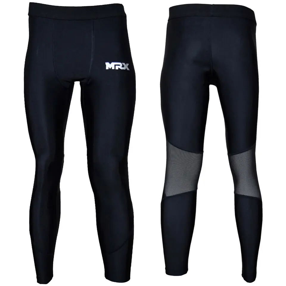 MRX BOXING & FITNESS Men's Compression Leggings Spats, Quick-Dry Fitness Yoga Pants and Outdoor Activities Trousers, All-Season Spandex Base Layer for MMA, Gym Tights Clothes, Martial Arts, Male, Polyester, All Seasons, Basic, Poly-Spandex, Standard Sizes