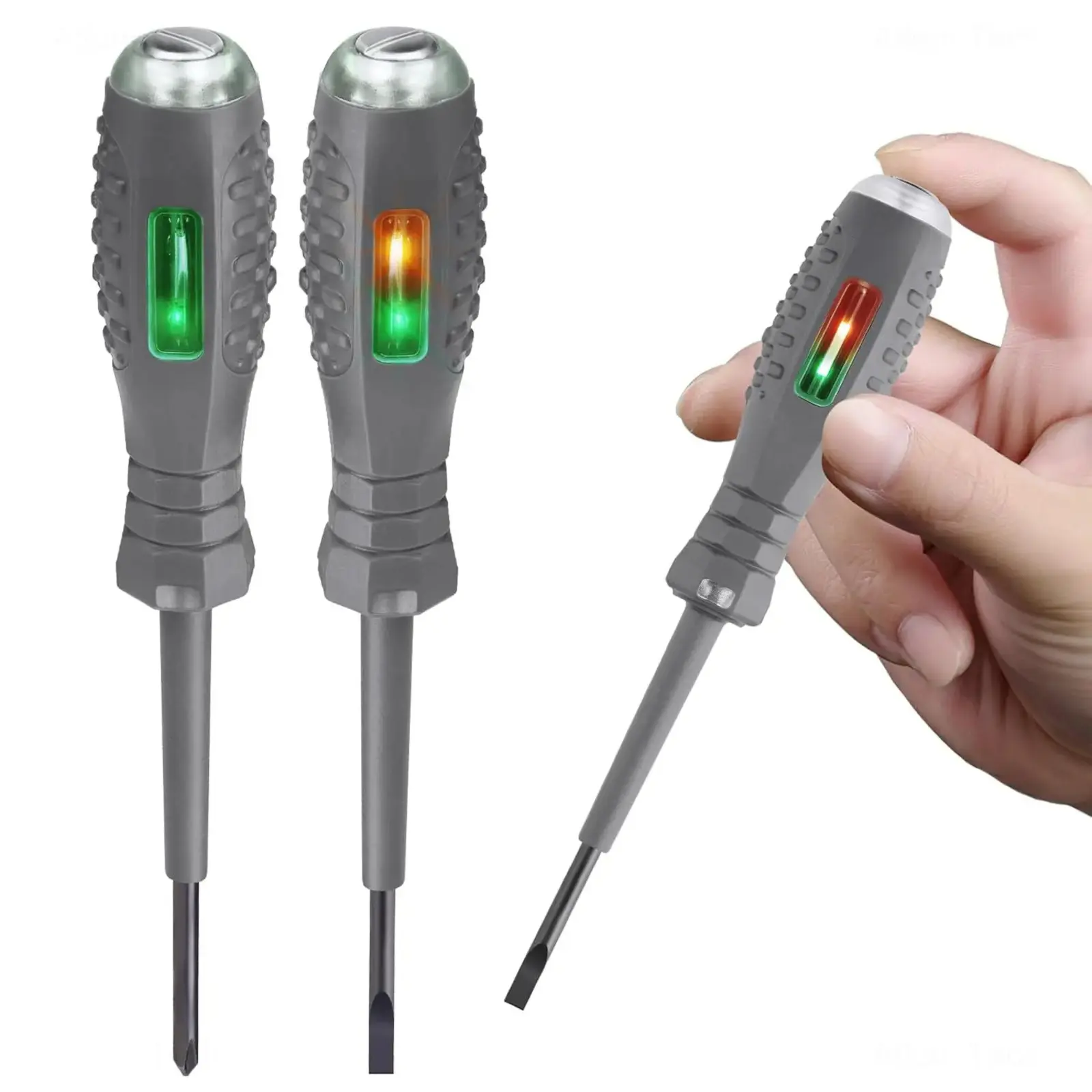 2PCS Voltage Tester Screwdriver Set - Multifunctional, Magnetic Tips for Enhanced Efficiency, Dual-Use Design with Neon Light Display for AC/DC Circuit Detection, Comfortable Anti-Slip Grip