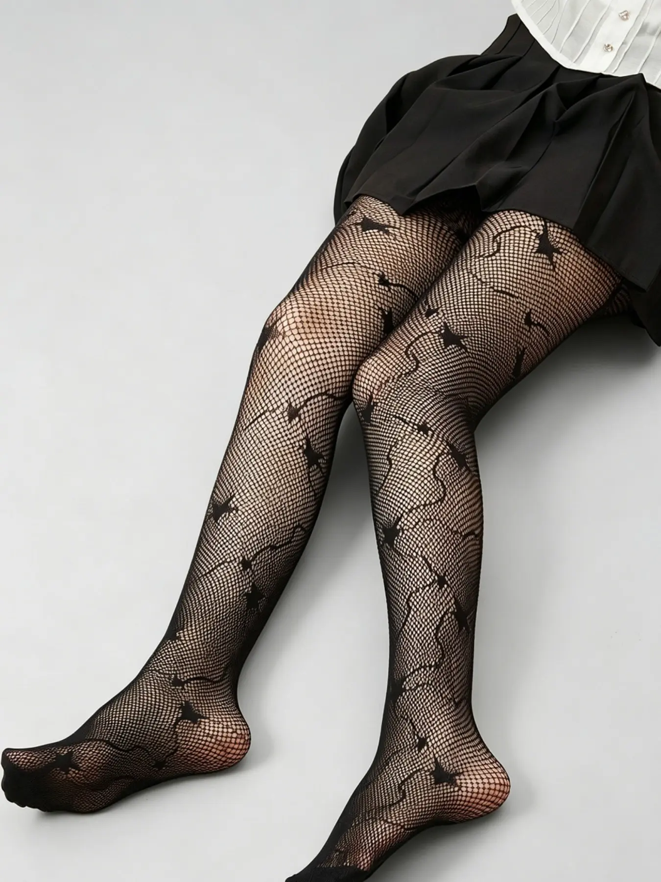Star Vine Mesh Full Leg Stocking, Unique Design for Fashionable Look, Perfect for Daily Wear or Special Occasions