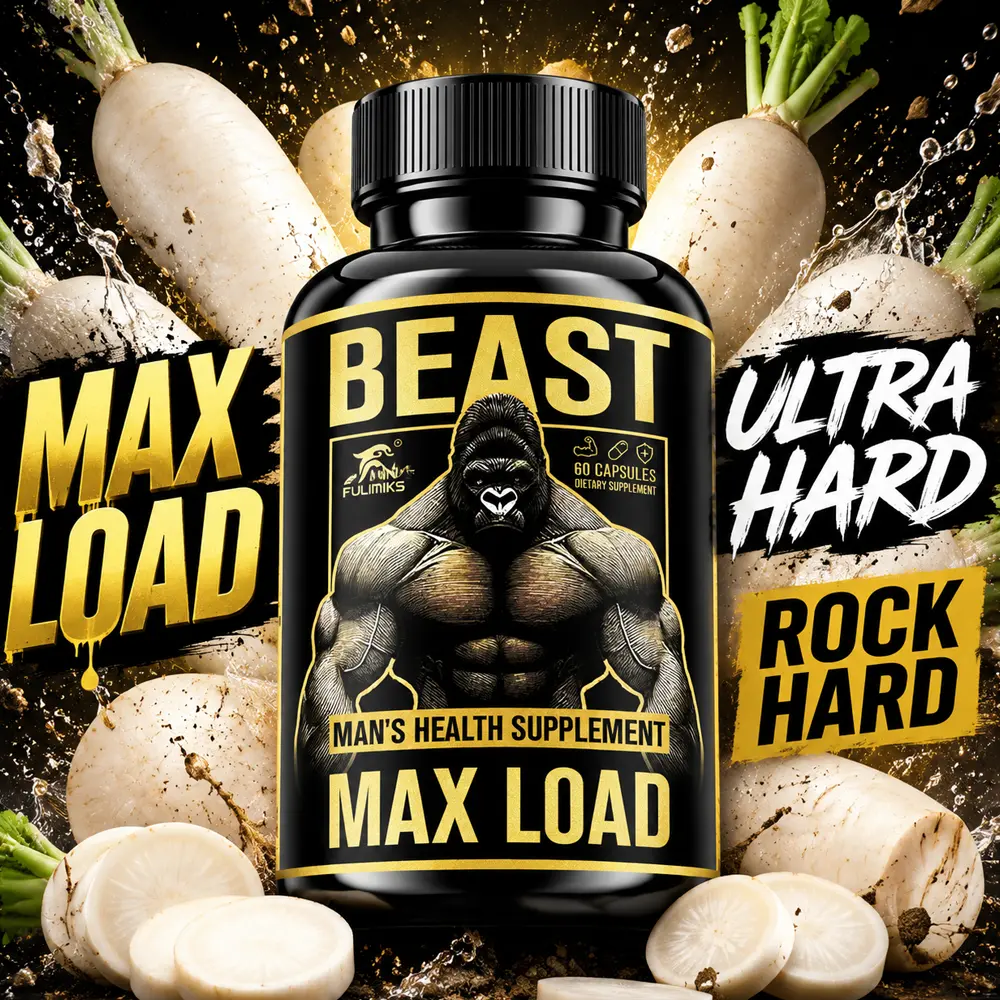 MAX LOAD Natural Vitality Support Capsules for Men, Tongkat Ali, Maca, L-Arginine, Ashwagandha & Grape Seed Extract, Energy & Performance Dietary Supplement